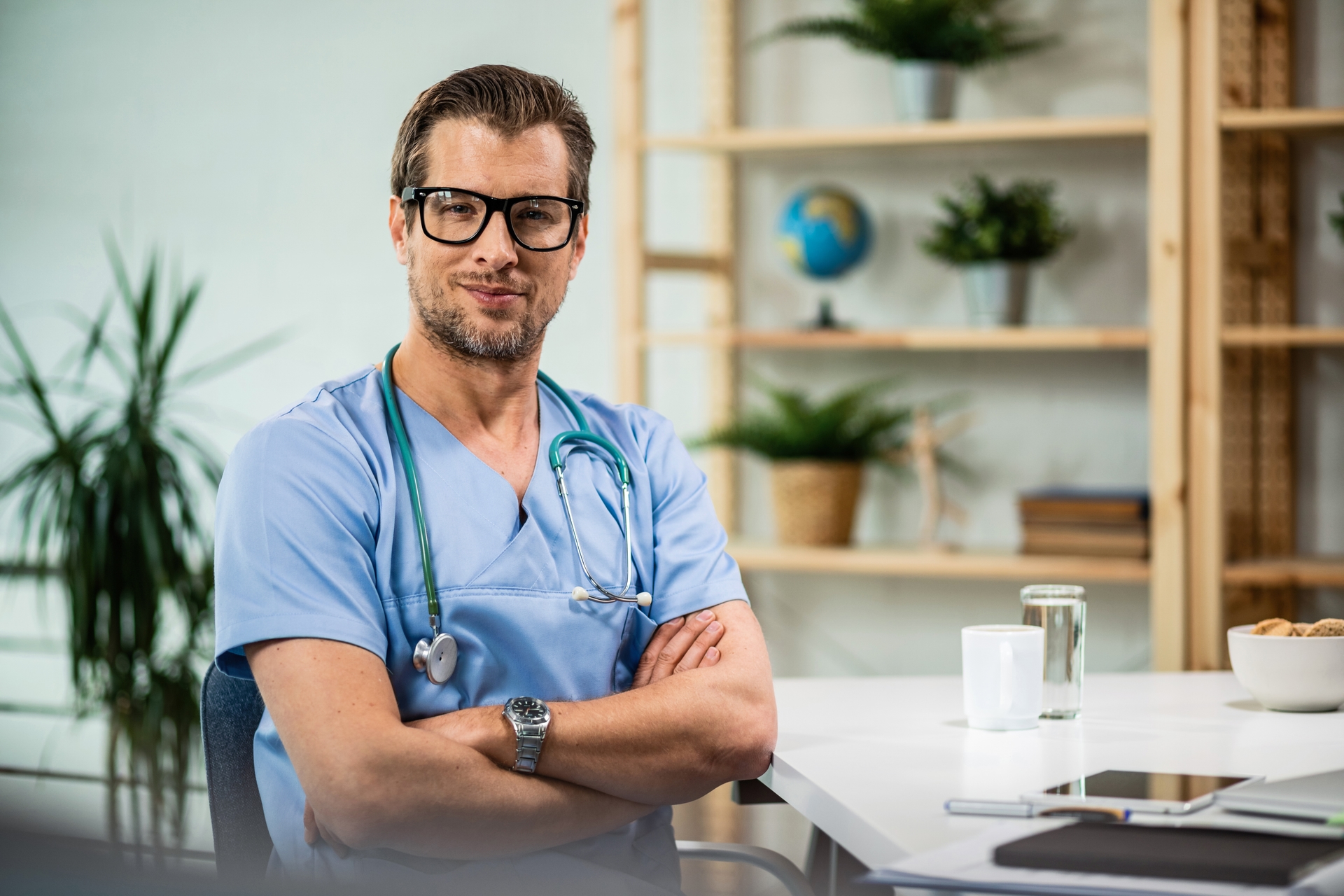 Illustration of a doctor building an online career portfolio